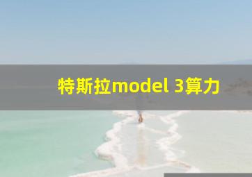 特斯拉model 3算力